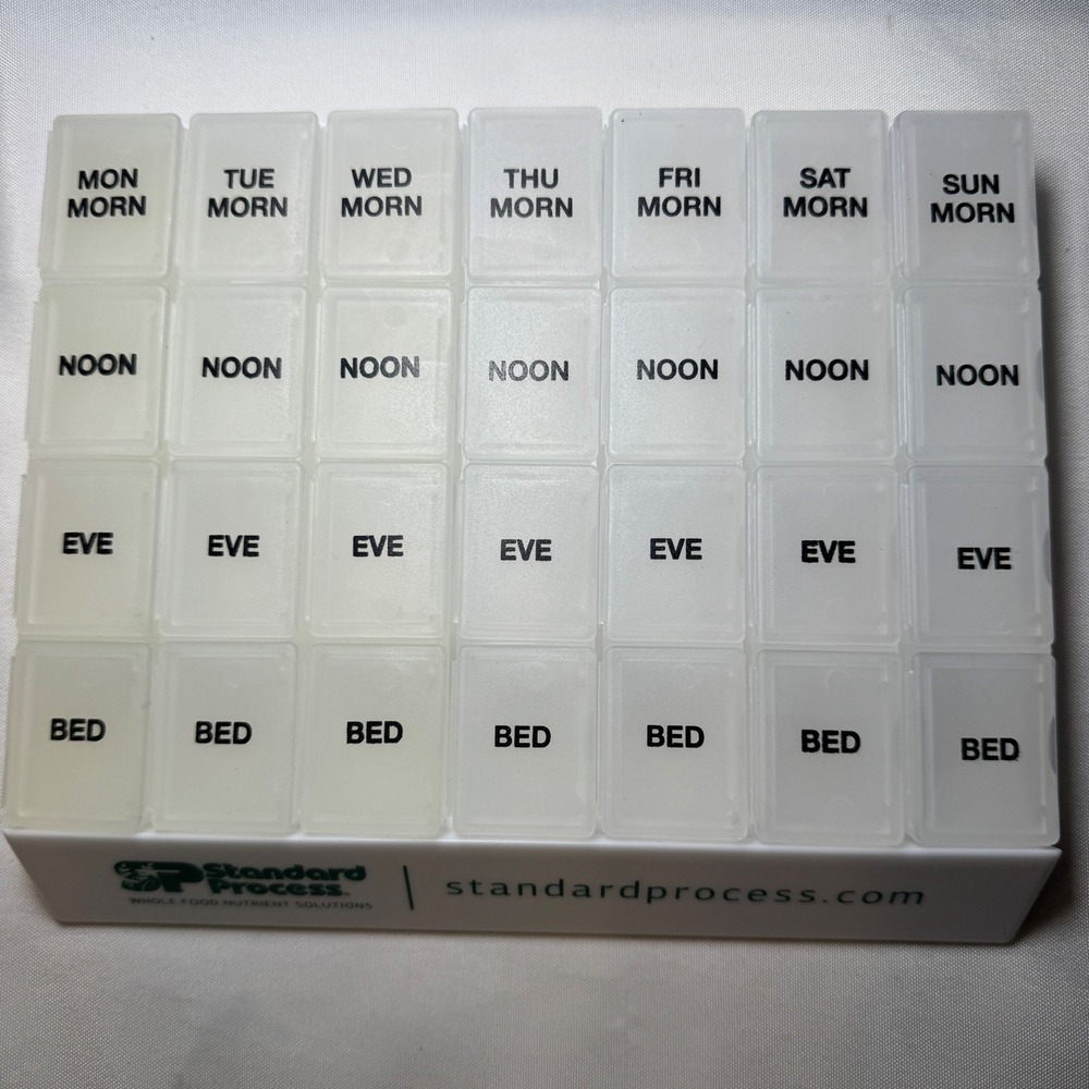 Standard Process 7 Day Pill Organizer Removable Daily Pods 4 Doses Per Day White